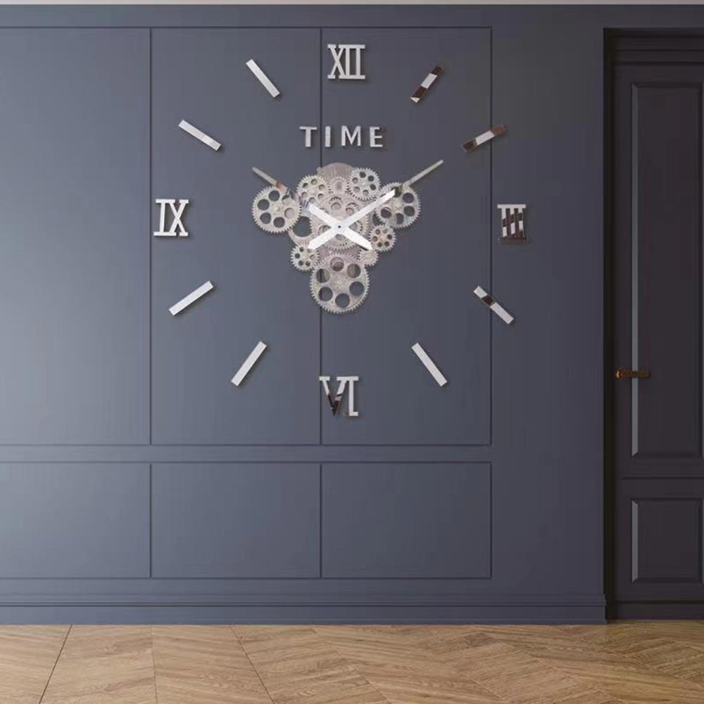Ρολόι Τοίχου Αυτοκόλλητο 3D DIY 60-120cm ZH173710 Γκρι
