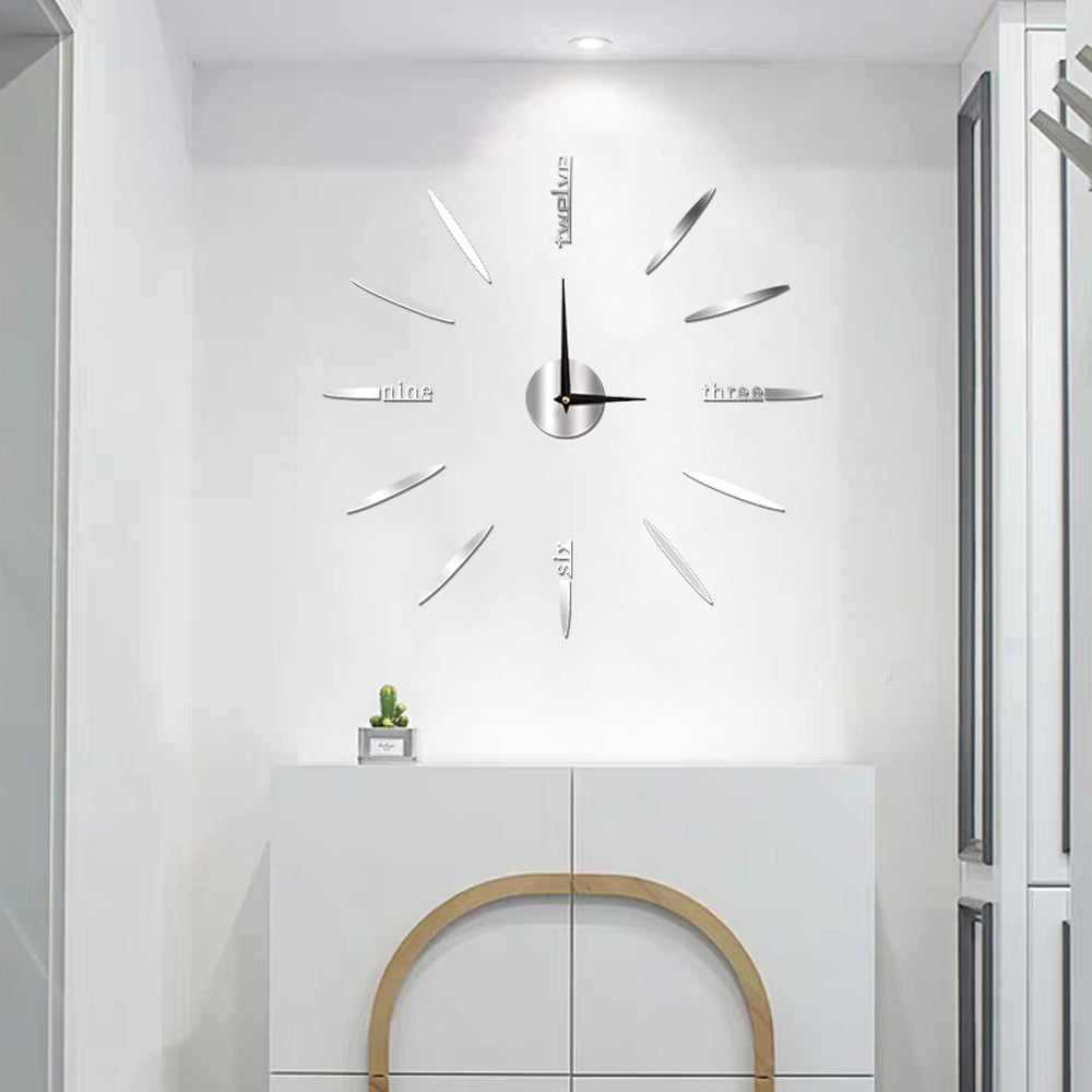 Ρολόι Τοίχου Αυτοκόλλητο 3D DIY 60-120cm ZH01210 Ασημί