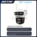 Κάμερα JORTAN 9MP Wifi, εξωτερική οθόνη 3 αισθητήρων με υβριδικό ζουμ 8x, διεπαφή Ethernet RJ45, λειτουργία έξυπνου συναγερμού, ανίχνευση κίνησης AI, έγχρωμη νυχτερινή όραση και ήχος 2 δρόμων JORTAN5PRO