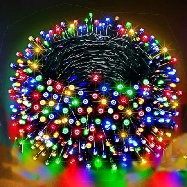 Αδιάβροχα Χριστουγεννιάτικα 1000 LED λαμπάκια με σύρμα IP44 30μ με τηλεχειριστήριο, 8 προγράμματα σε καρούλι BX-047 Πολύχρωμα