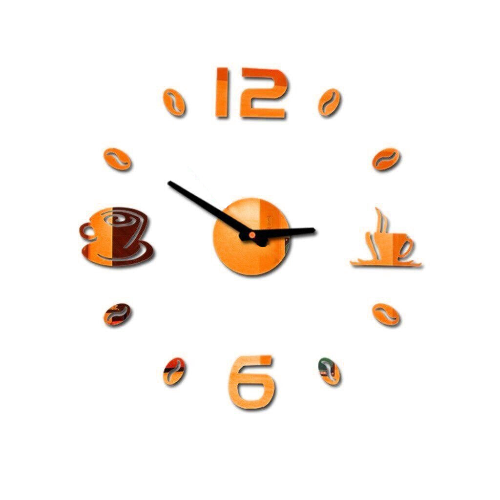 Ρολόι Τοίχου Αυτοκόλλητο 3D DIY 50-120cm Coffee Χάλκινο