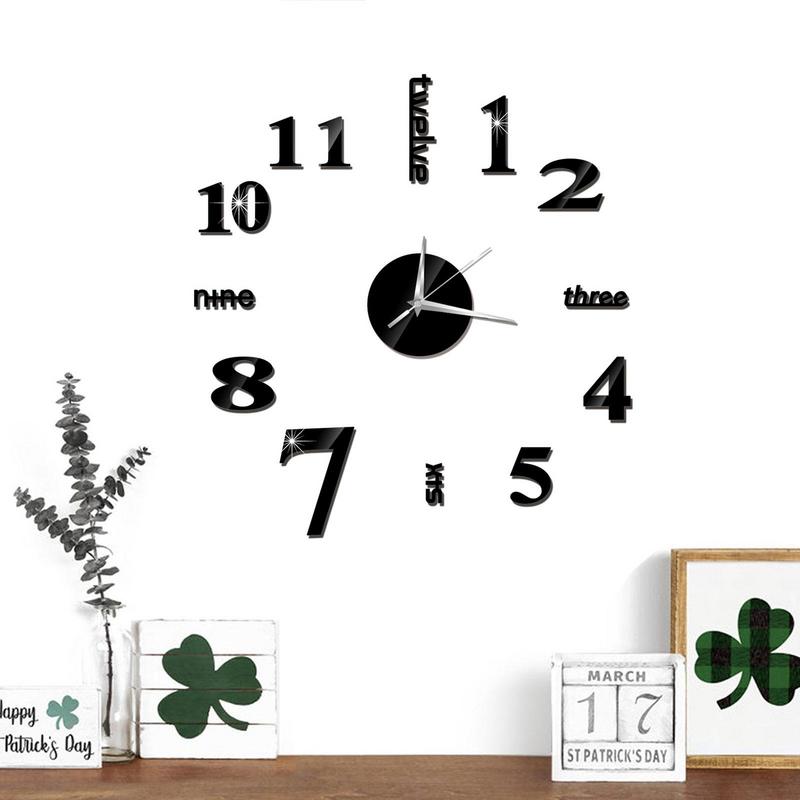 Ρολόι Τοίχου Αυτοκόλλητο 3D DIY 40-50cm ZH01520 Μαύρο